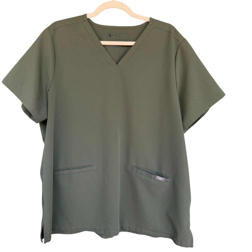 FIGS Scrub Top Womens 2XL Green V Neck Casma Technical Collection Nursing